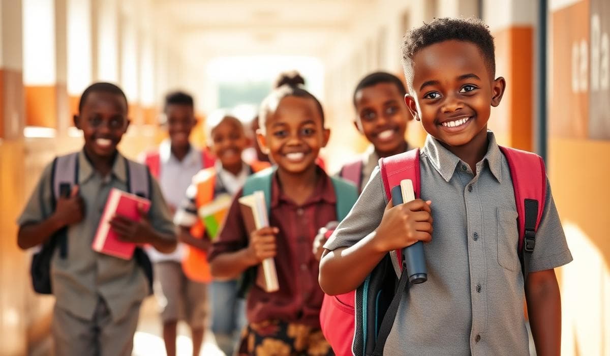 Estudantes num ambiente escolar